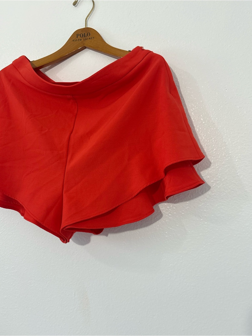 Zara Red Asymmetric Ruffle Mini Skort Size L - Picture 3 of 7